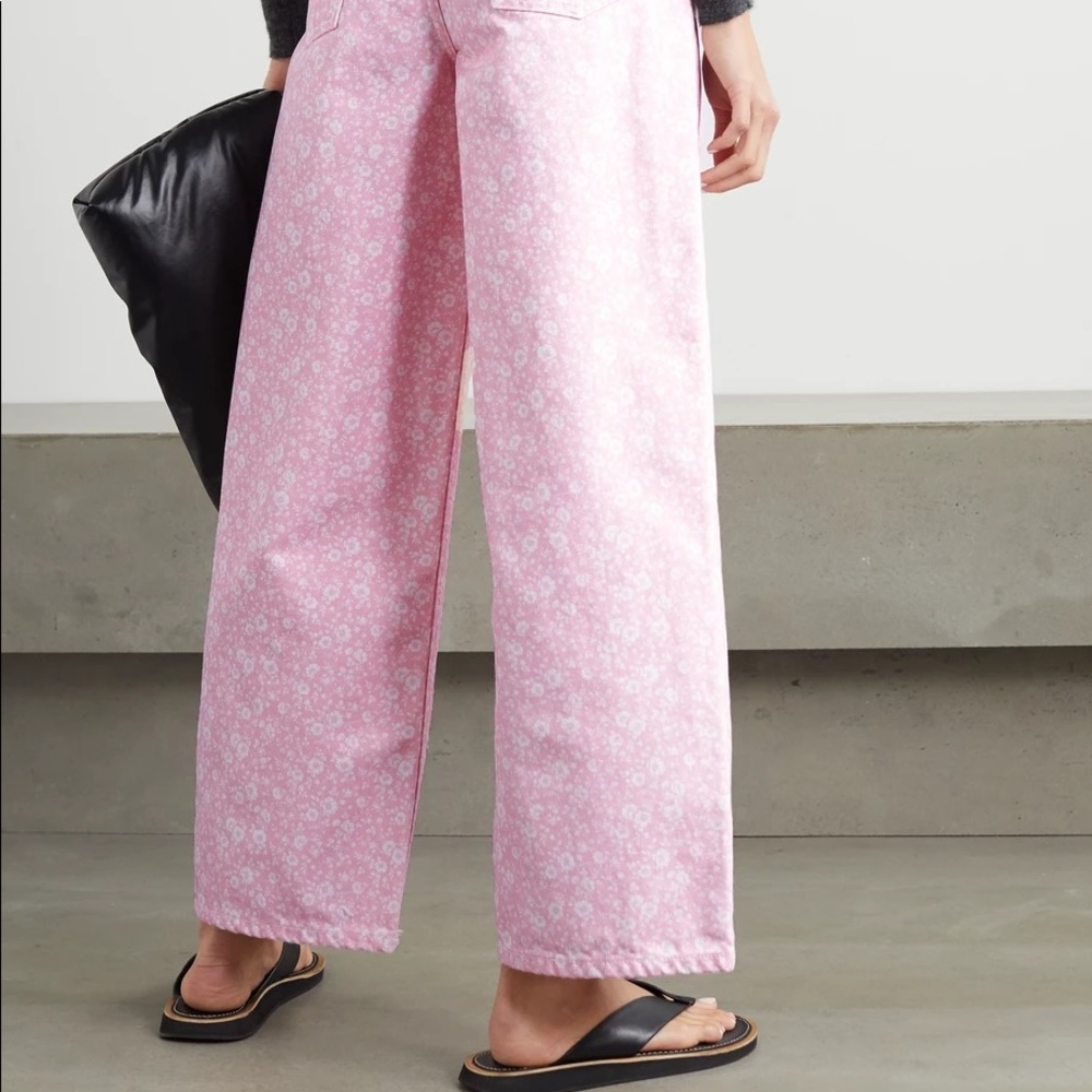 GANNI floral-print high-rise wide-leg jeans - Picture 4 of 8